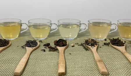 Loose leaf tea in a glass cup