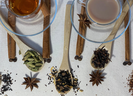 Chai tea in a glass cup