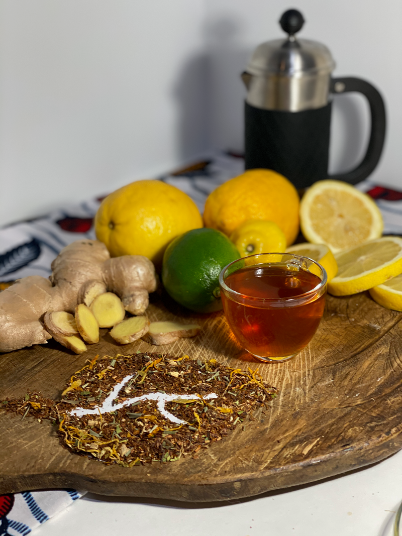 Lemon Ginger Lime And Lemon Grass Rooibos Tea OptimumZeal.com