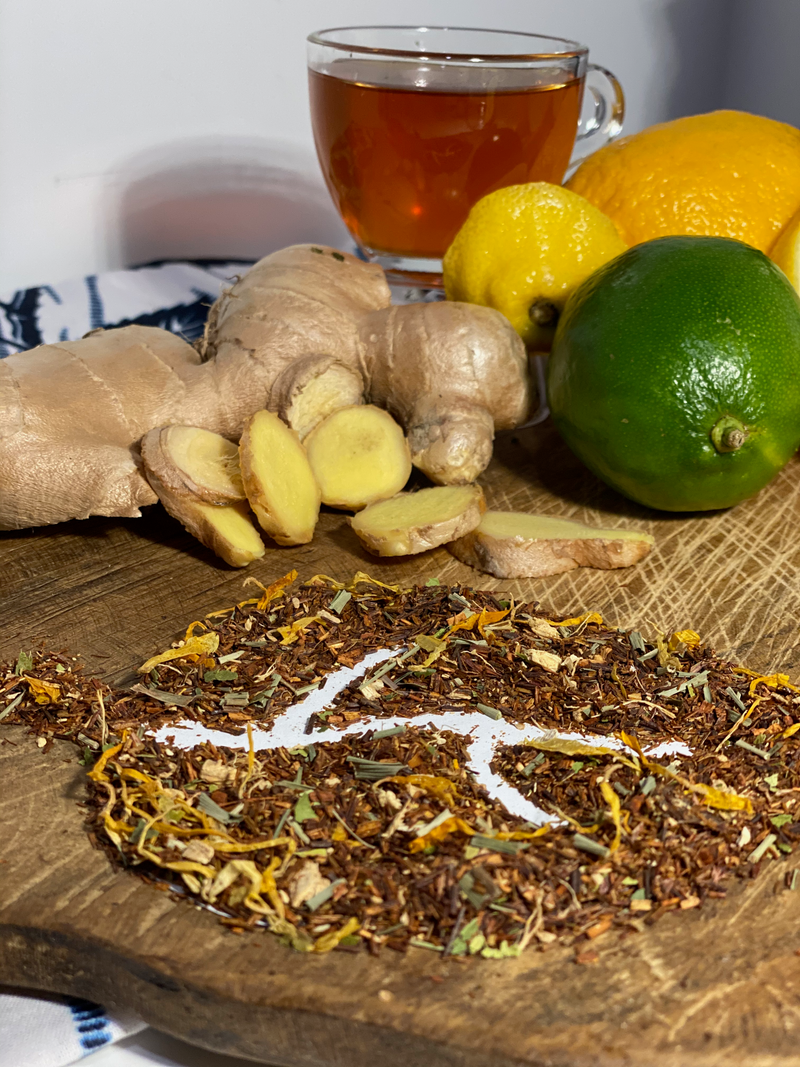 Lemon Ginger Lime And Lemon Grass Rooibos Tea OptimumZeal.com