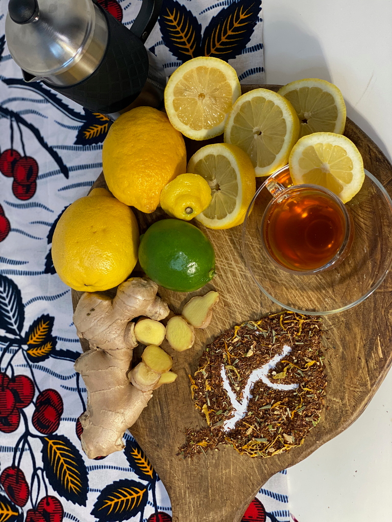 Lemon Ginger Lime And Lemon Grass Rooibos Tea OptimumZeal.com