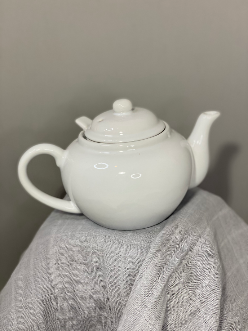 White Dominion Teapot with center infuser OptimumZeal.com