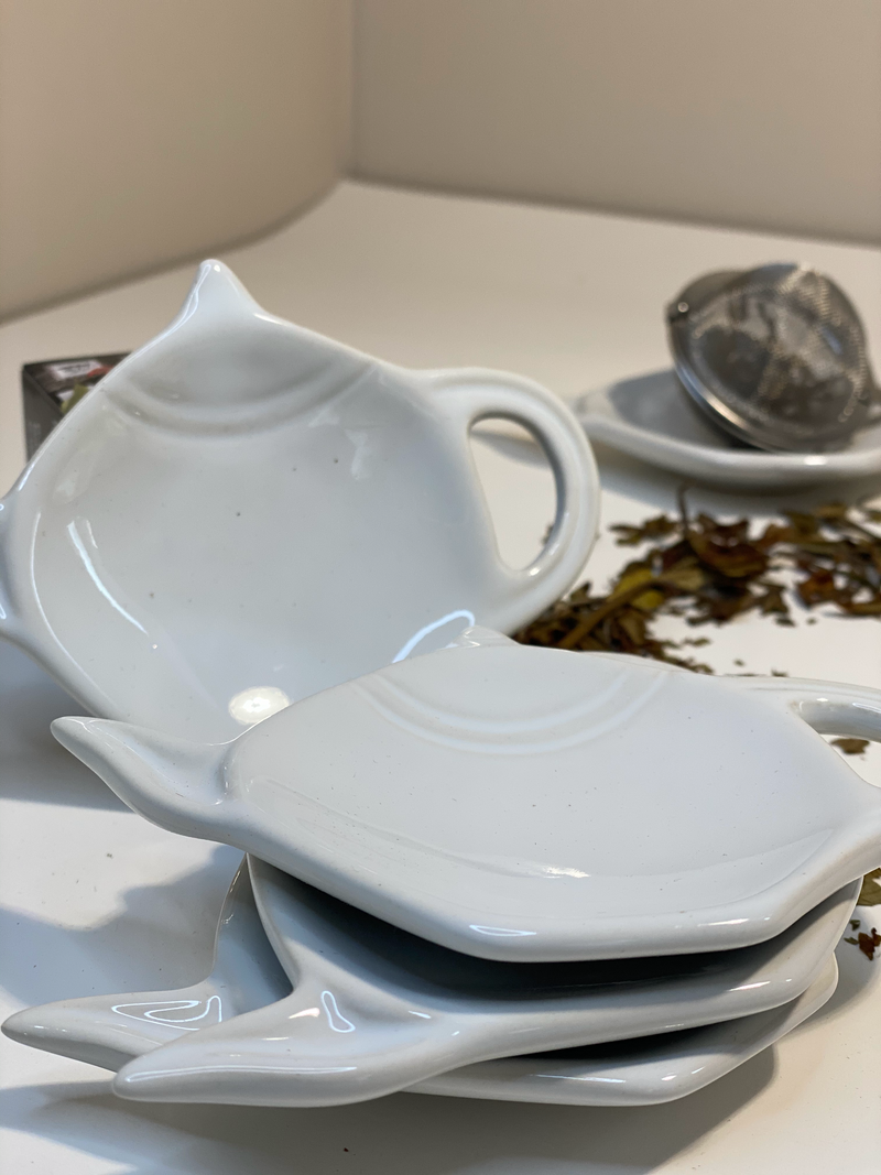 Classic White Ceramic Tea Bag Holder