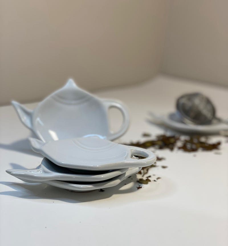 Classic White Ceramic Tea Bag Holder