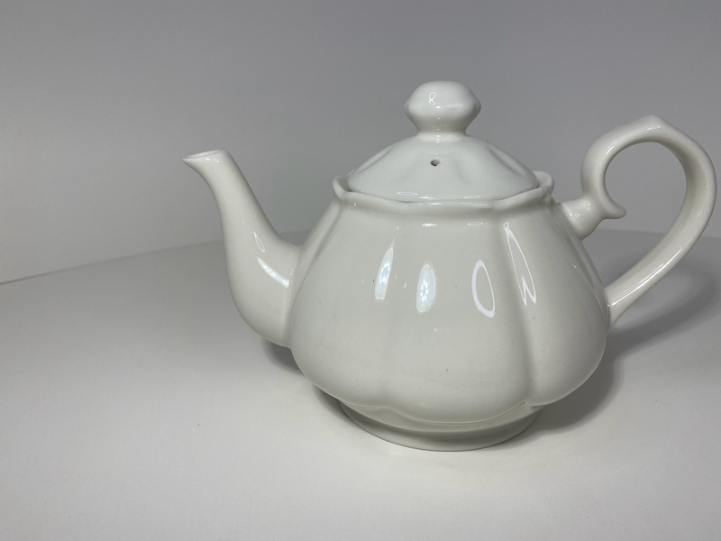 Diana White Porcelain Teapot large 18oz OptimumZeal.com