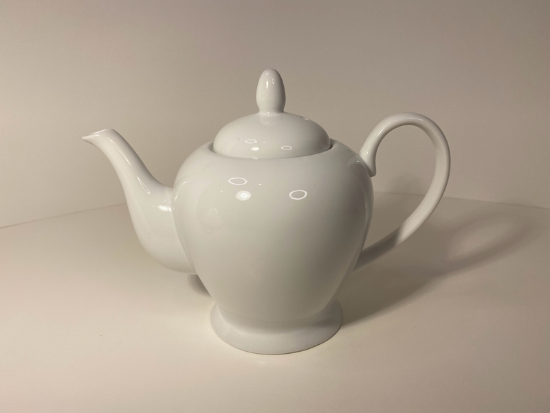 Helios White China Teapot Large 18oz OptimumZeal.com