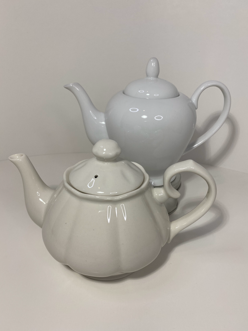 Helios White China Teapot Large 18oz OptimumZeal.com